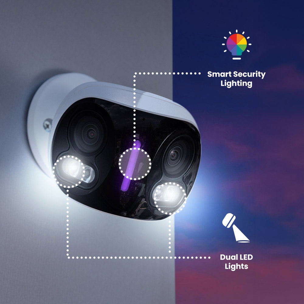 Lorex H20 4K IP Wired Dual Lens Security Camera with Smart Security Lighting and Smart Motion Detection