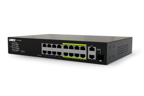 Lorex 16-Port Ethernet PoE+ Unmanaged Switch with 8-Port Long Range PoE+ and 250W PoE Budget