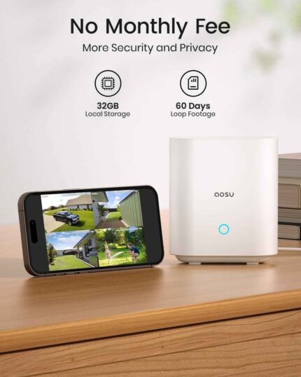 AOSU Solar Security Camera System (4-KIT) NO MONTHLY FEE
