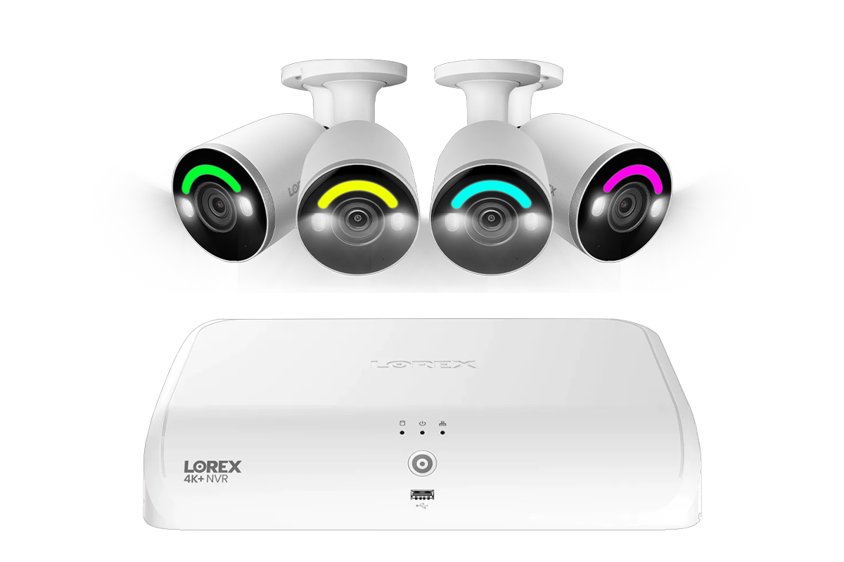 Lorex 4K NVR System, bullet lighting cameras