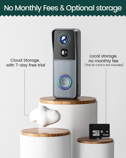 Wireless Video Doorbell Camera with Chime, 1080P HD Smart Video Doorbell,
