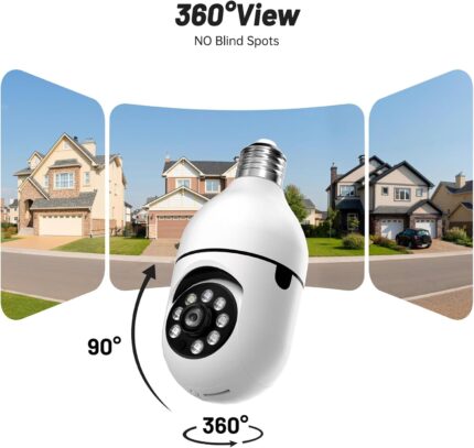 Light Bulb Security Camera, 2.4G 5GHz WiFi Security Cameras Wireless Outdoor Indoor, 2K Bulb Cameras for Home Security Outside, Motion Detection Alarm, Two Way Talk, Color Night Vision 2 Pack