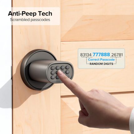 ThorBolt Door Knob with Keypad Lock Privacy Keyless Electric Coded Indoor Interior Locking Door Knob for Bedroom M1 Titanium