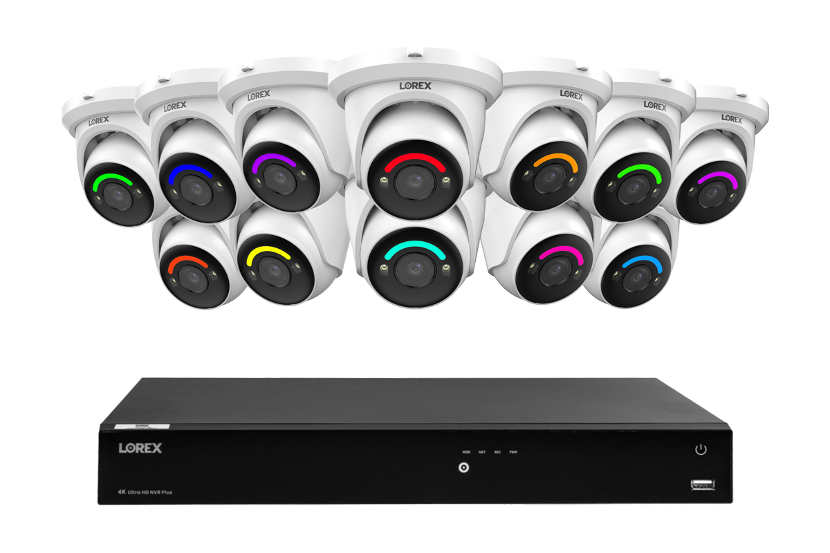 Lorex 4K 16-Ch NVR System, H12 turret cameras