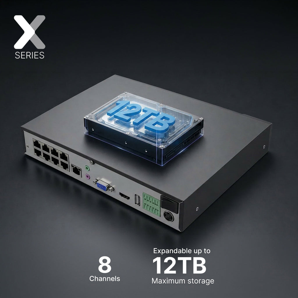 X Series branding with partial view of the NVR