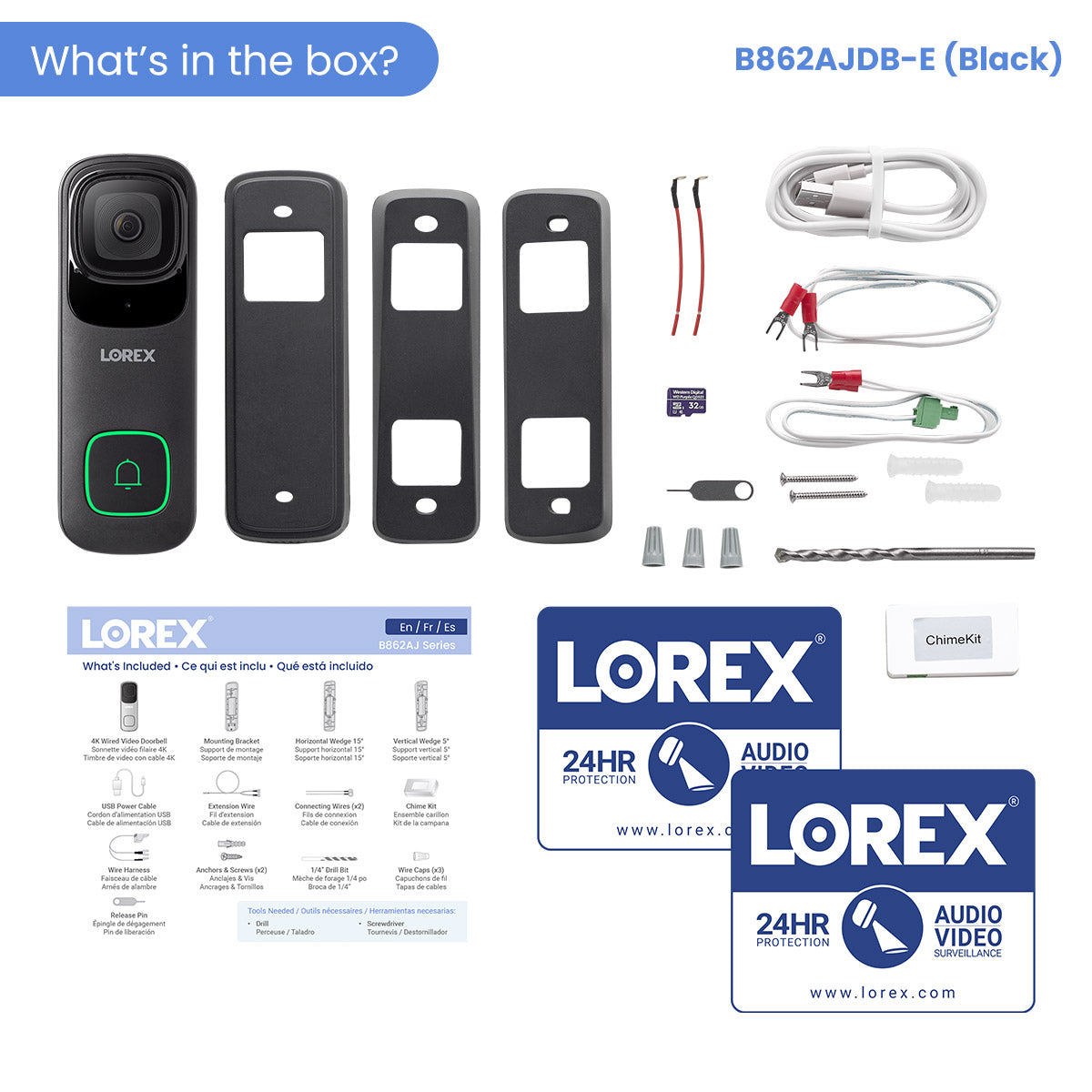 Lorex 4K Wired Video Doorbell (32GB)