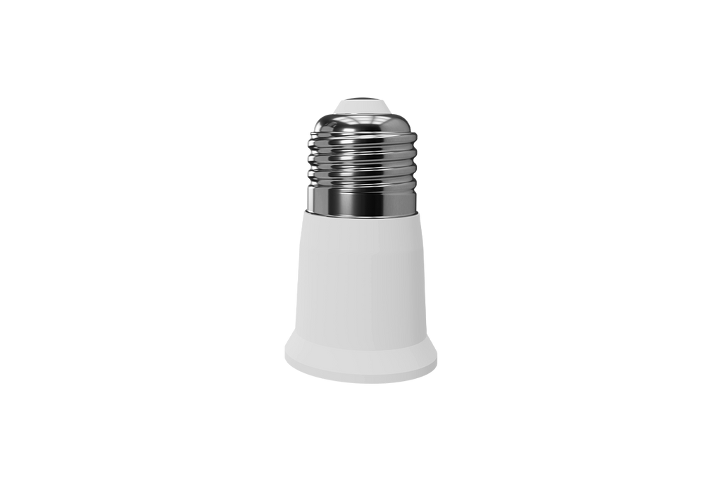 White medium base lightbulb socket extender compatible with SL300 smart lightbulb camera.