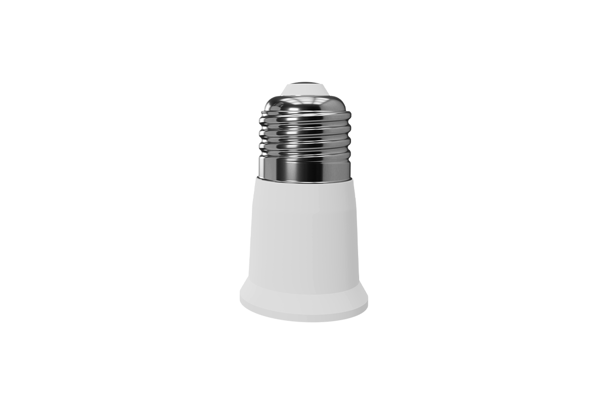 White medium base lightbulb socket extender compatible with SL300 smart lightbulb camera.