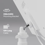 Close up of adjustable 360 degree mounting bracket on Lorex solar panel with a 13 ft cable.