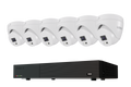 Lorex Connect T Series 1080p 8-channel DVR system with white T1 turret cameras, 6-camera option
