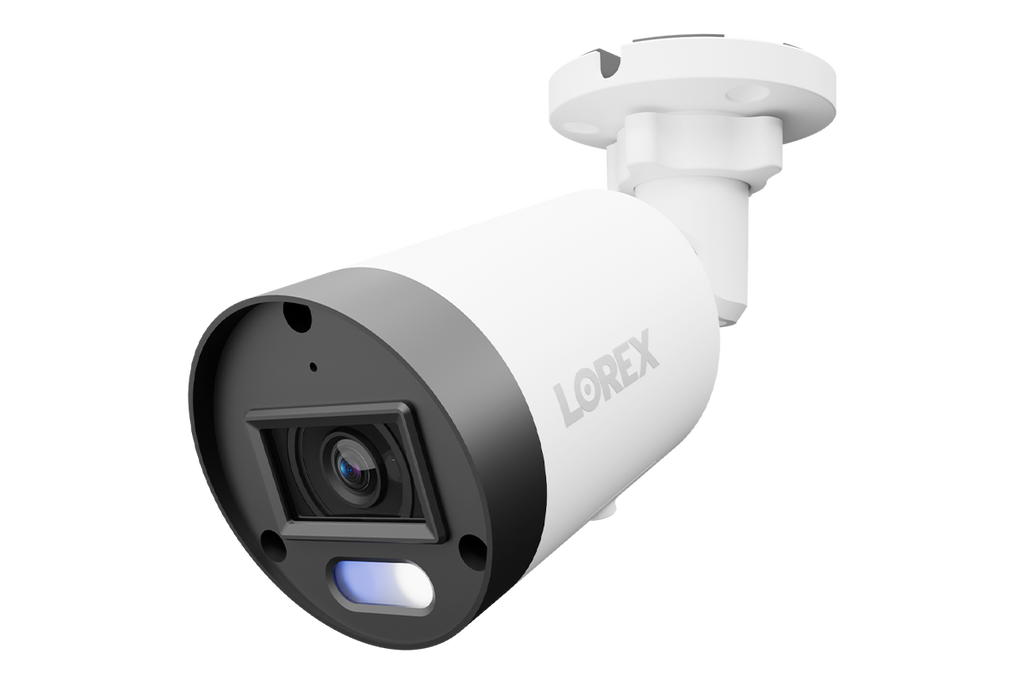 Lorex U3 2K+ PoE bullet camera with red and blue deterrence lights