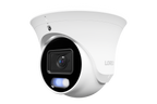 Lorex Connect U3 2K+ PoE turret camera with red and blue deterrence lights