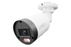 Lorex Connect U3 4K PoE bullet camera with white housing and red and blue deterrence lights
