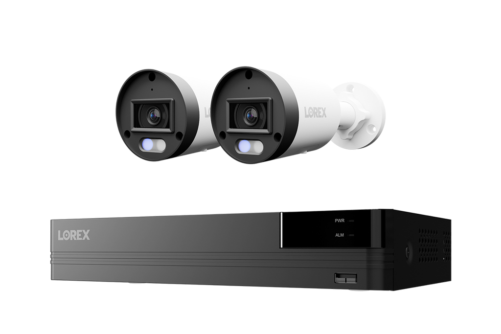 Lorex Connect U Series 8-channel NVR system with white U3 4K PoE bullet cameras, 2-camera option