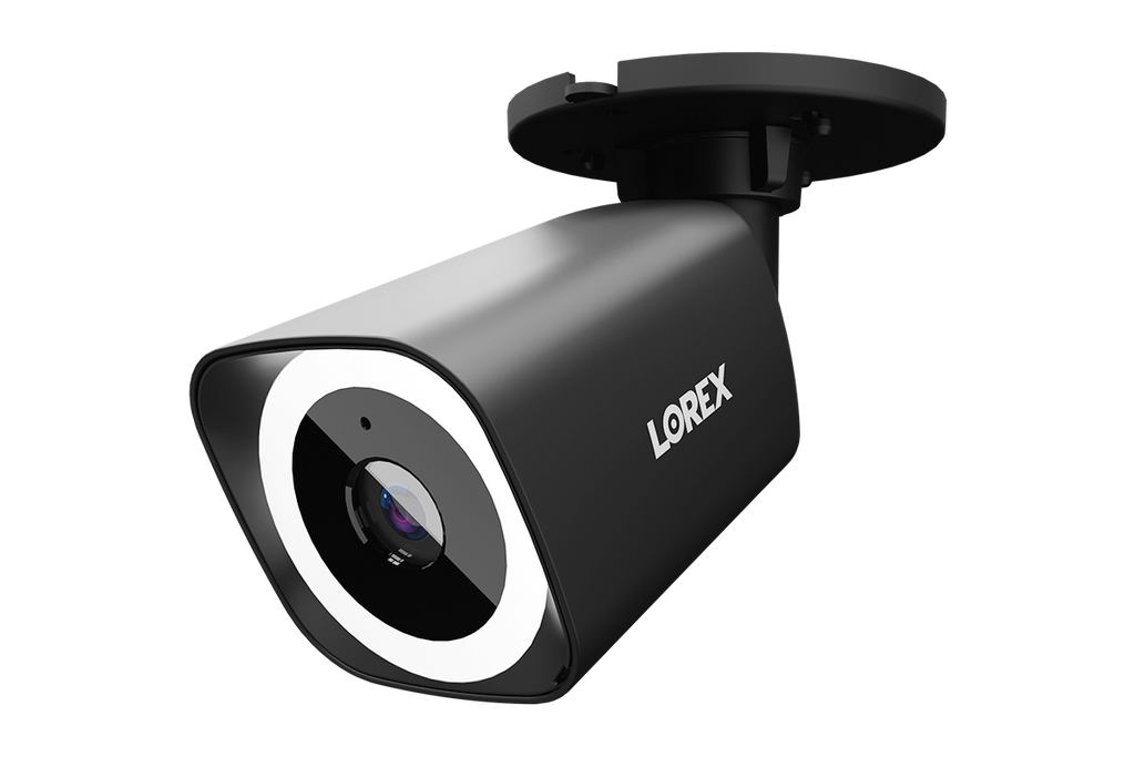 Lorex Connect V3 4K wired PoE bullet camera with smart security lighting in black
