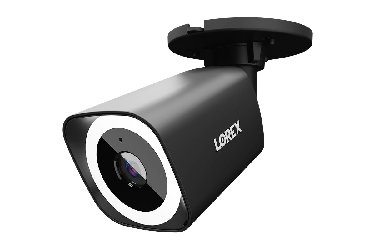 Lorex Connect V3 4K wired PoE bullet camera with smart security lighting in black