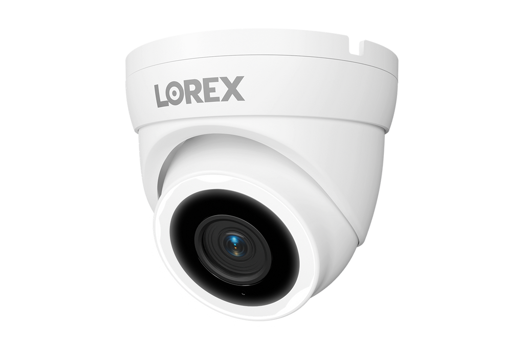 Lorex Connect V3 4K wired PoE turret camera with smart security lighting in white