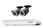 Lorex Connect V Series 8-channel NVR system with black V3 4K PoE bullet cameras, 2-camera option