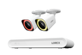 Lorex Connect V Series 8-channel NVR system with white V5 4K PoE bullet cameras, 2-camera option
