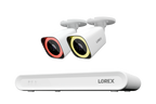 Lorex Connect V Series 8-channel NVR system with white V5 4K PoE bullet cameras, 2-camera option