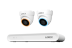 Lorex Connect V Series 8-channel NVR system with white V5 4K PoE turret cameras, 2-camera option