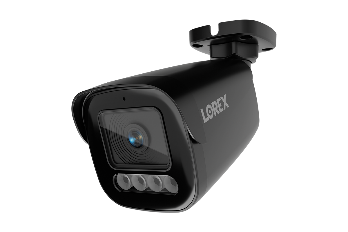 Lorex Connect X3 4K motorized varifocal PoE bullet camera with active deterrence in black