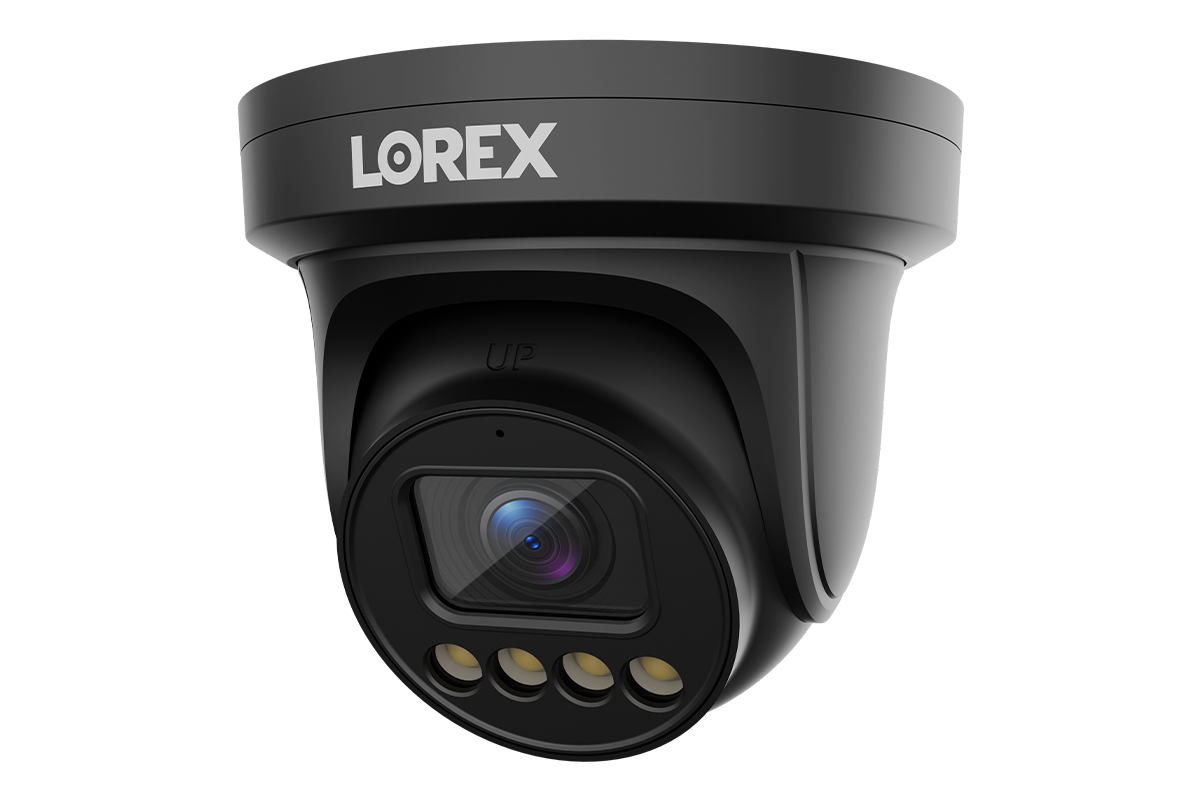 Lorex Connect X3 4K motorized varifocal turret camera with active deterrence in black