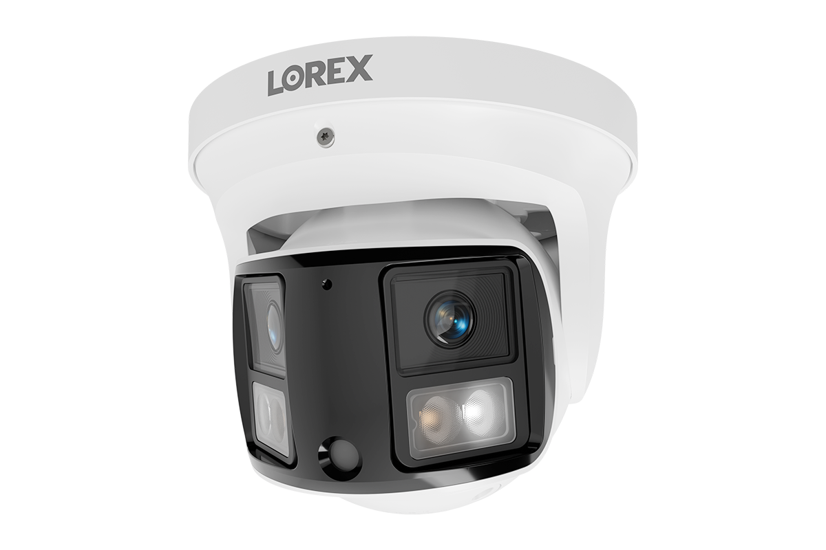 Lorex Connect X3 dual-lens turret camera with 190-degree panoramic coverage