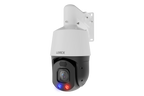 Lorex Connect X Series 4K PTZ PoE Camera with 30× optical zoom, white housing mounted on bracket showing front lens