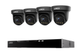 Four Lorex Connect X Series 4K turret cameras above a 4TB NVR