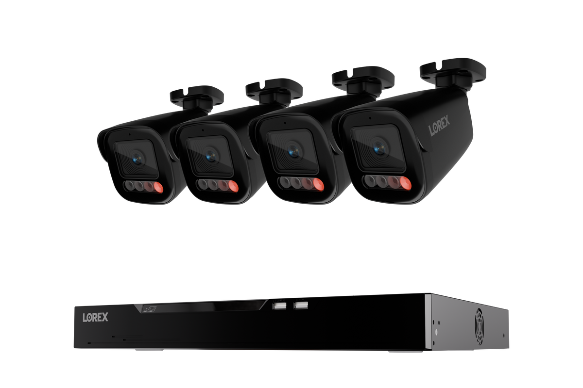 Row of Lorex X5 bullet security cameras