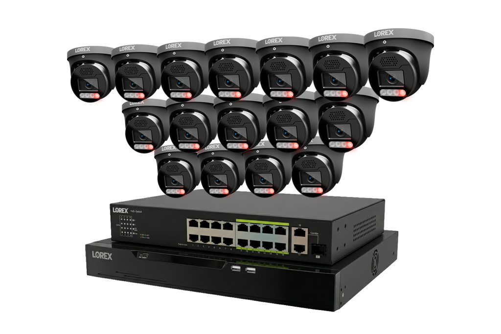 Lorex Connect X Series 4K 32 channel wired NVR system with 8TB storage and X5 turret cameras