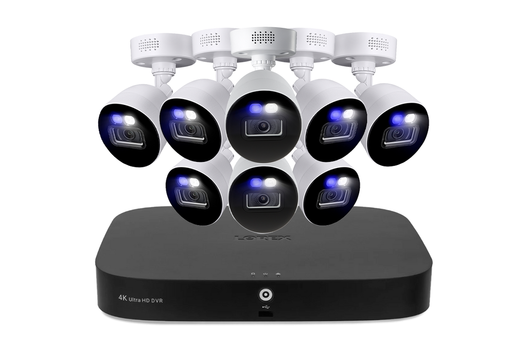 Lorex 4K 20-Ch DVR System, Active Deterrence cameras