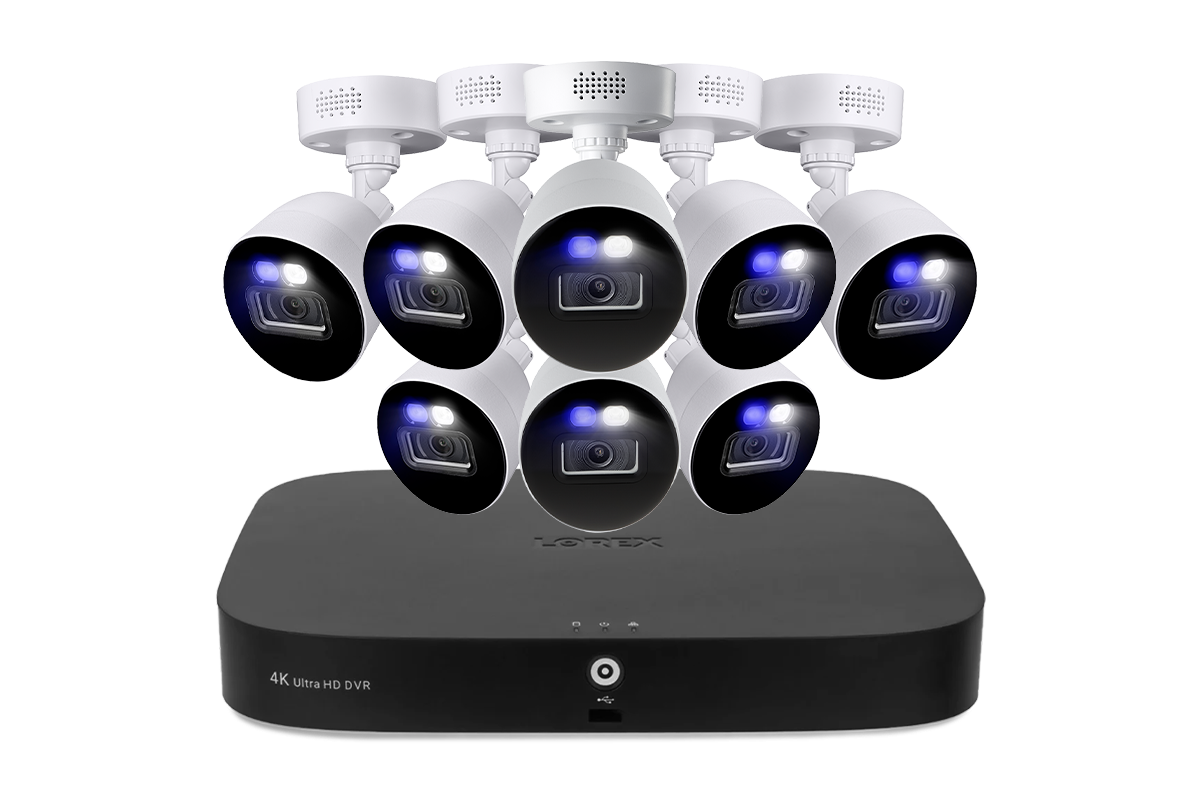 Lorex 4K 20-Ch DVR System, Active Deterrence cameras