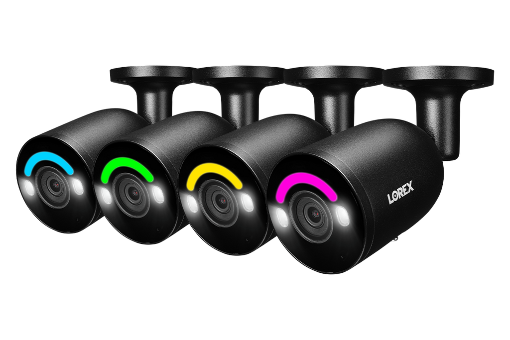 Lorex 4K IP Bullet Cameras with Security Lighting, 4-Pack