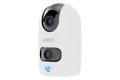 Lorex Connect 2K dual lens indoor pan tilt Wi Fi camera in white with two lenses and blue status light