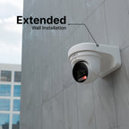 Lorex fixed dome security camera mounted on a white metal wall mount