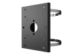 Metal mounting plate with multiple screw holes designed for fixed surveillance cameras