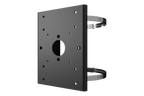 Metal mounting plate with multiple screw holes designed for fixed surveillance cameras