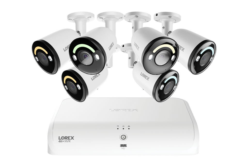 Lorex 4K+ 16-Ch NVR System, lighting bullet cameras