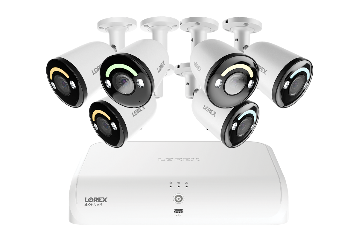 Lorex 4K+ 16-Ch NVR System, lighting bullet cameras