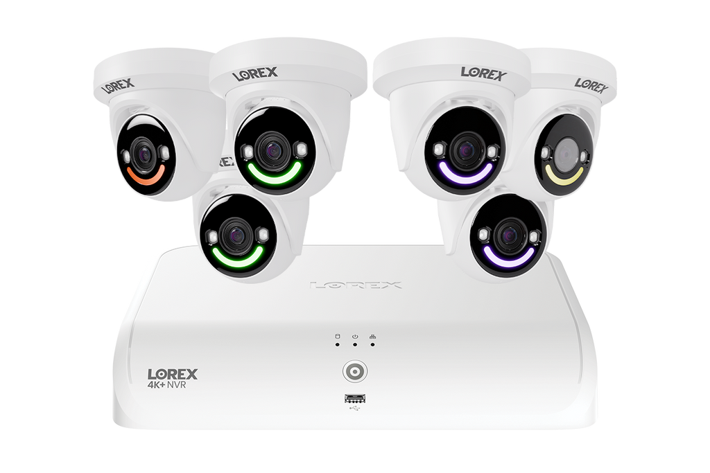 Lorex 4K+ 16-Ch NVR System, lighting turret cameras