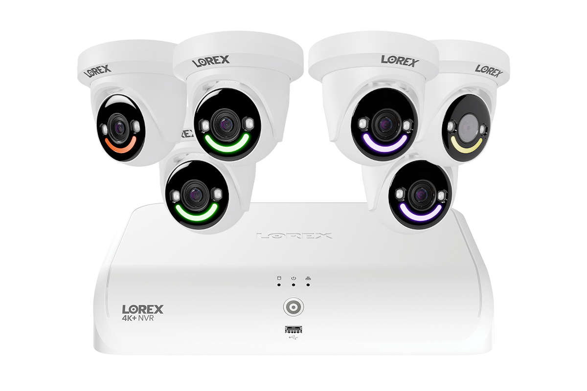 Lorex 4K+ 16-Ch NVR System, lighting turret cameras