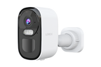 White Lorex 2K Wi-Fi battery powered security camera with compact rounded body and mounting arm