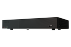 Front view of Lorex Connect TC 4K 8-channel DVR with HDD and PWR LEDs on a shelf