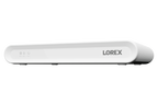 Lorex Connect VF 4K 16-channel NVR in white shown with back ports and multiple cables connected