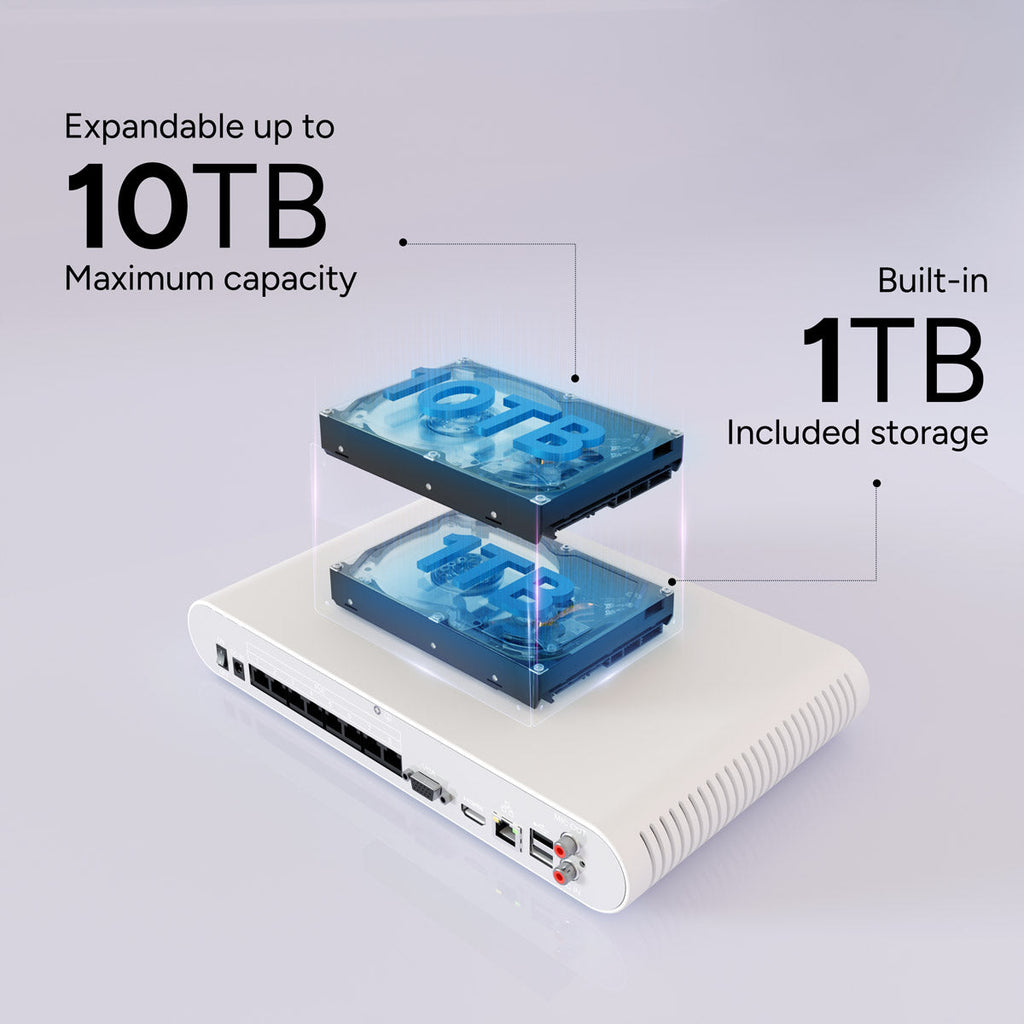 Lorex Connect V Series 4K 8-channel wired NVR system with 1TB included storage and expandable up to 10TB