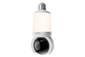 Lorex Connect 2K Wi Fi Smart Lightbulb Pan Tilt Camera with bulb above and camera below