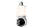 Lorex Connect 2K Wi Fi Smart Lightbulb Pan Tilt Camera with bulb above and camera below