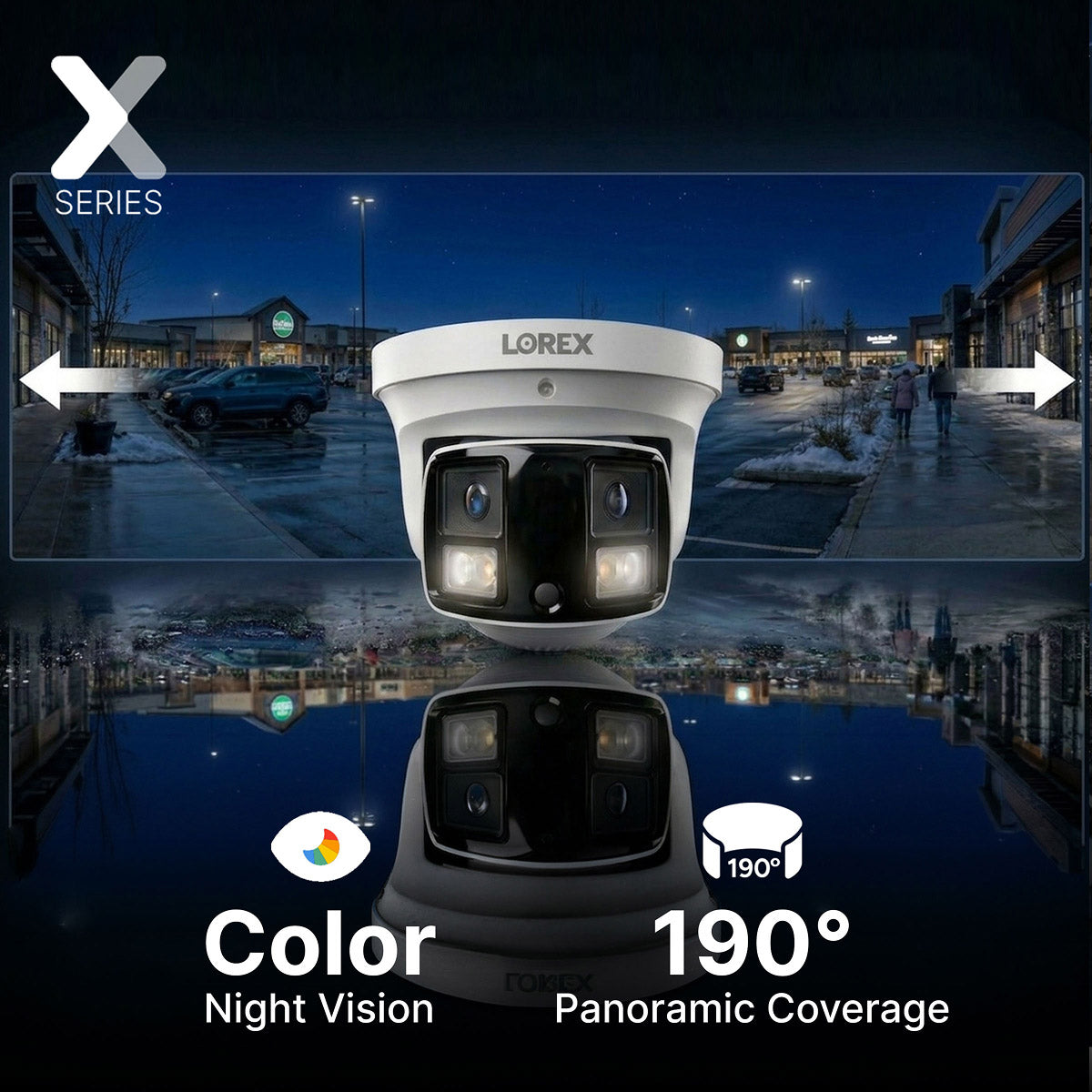 Lorex X Series turret camera color night vision and 190 degree coverage